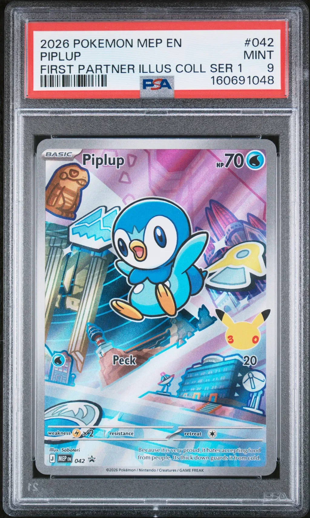 2026 #042 Piplup PSA 9 Mep En-Me Black Star Promo