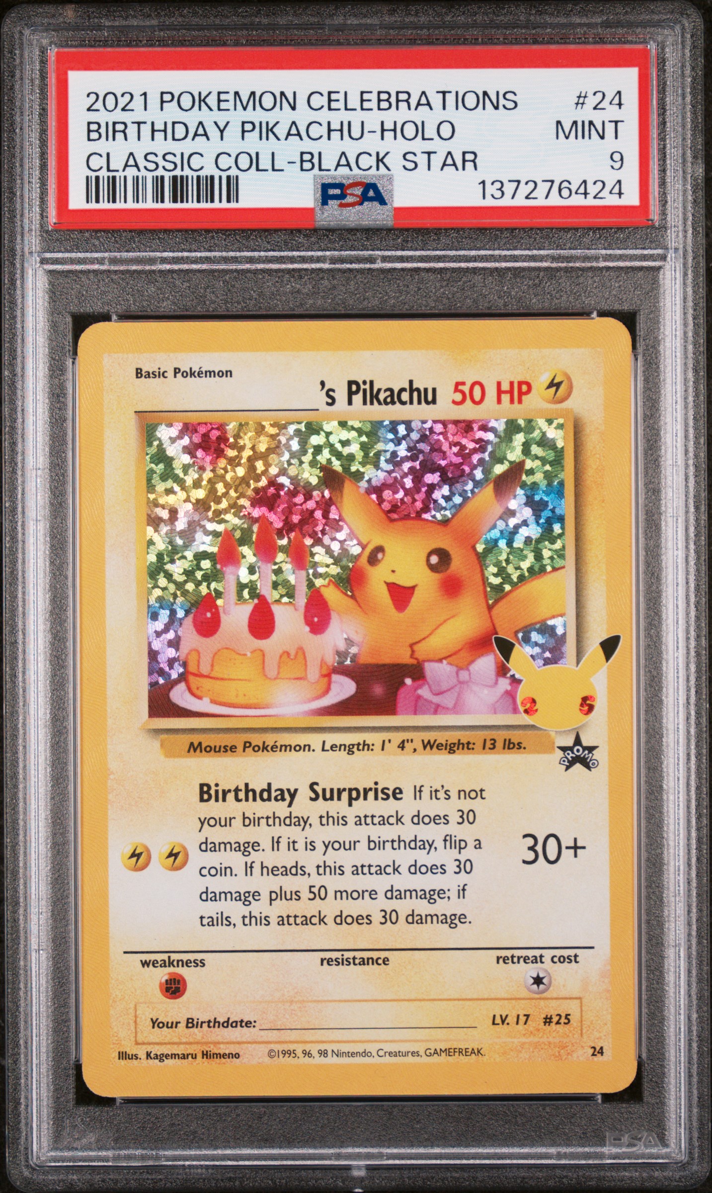 Birthday Pikachu-Holo card artwork