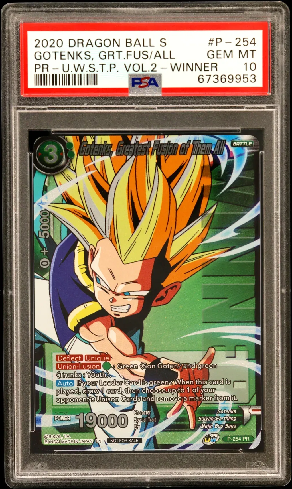 2020 #P-254 Gotenks, Greatest Fusion Of Them All PSA 10 Dragon Ball Super Card Game Unison Warrior Series Tournament Pack Vol.2 Winner