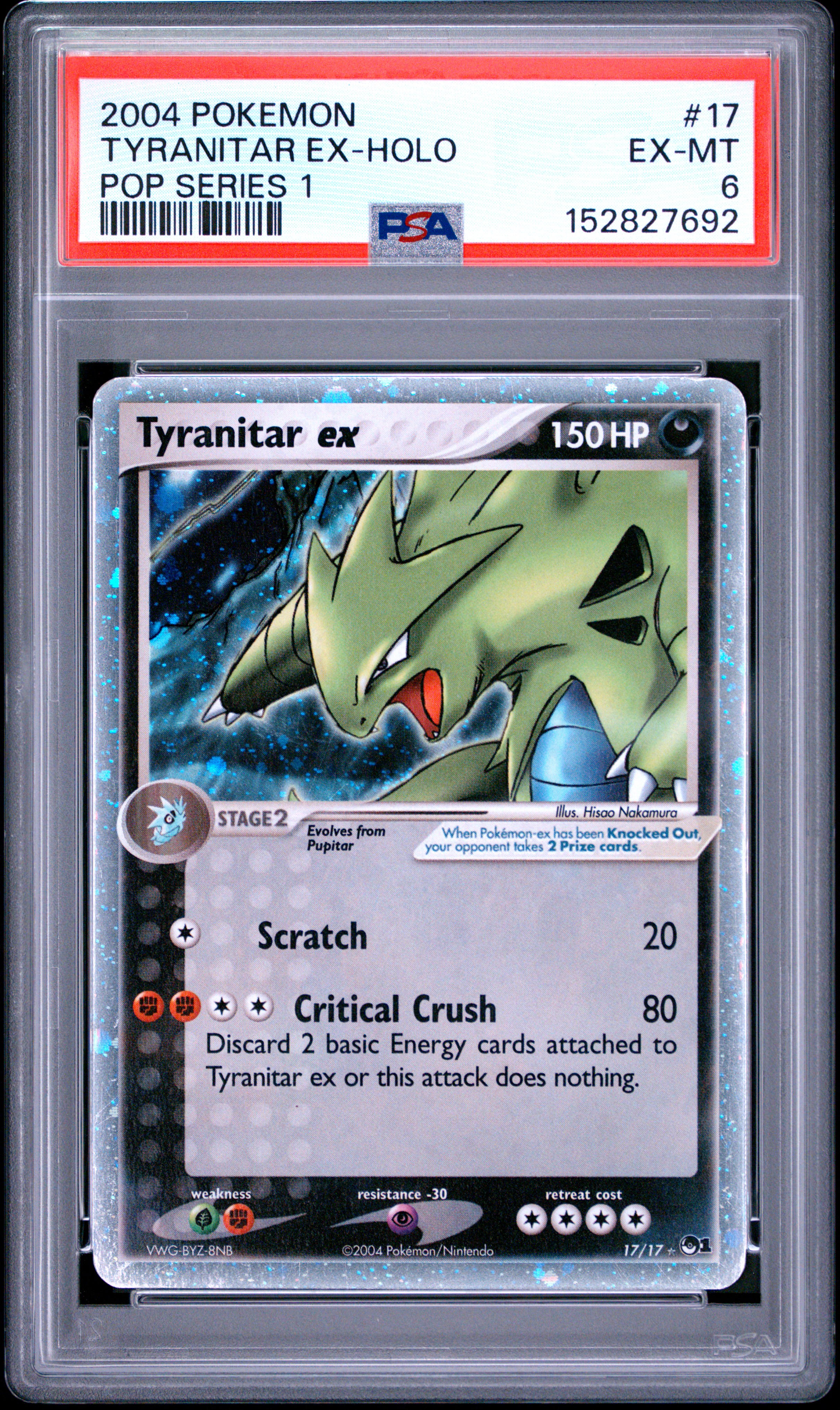 2004 #17 Tyranitar Ex-Holo PSA 6 Pop Series 1