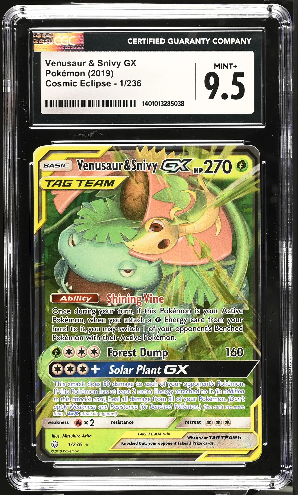 Venusaur & Snivy GX card artwork