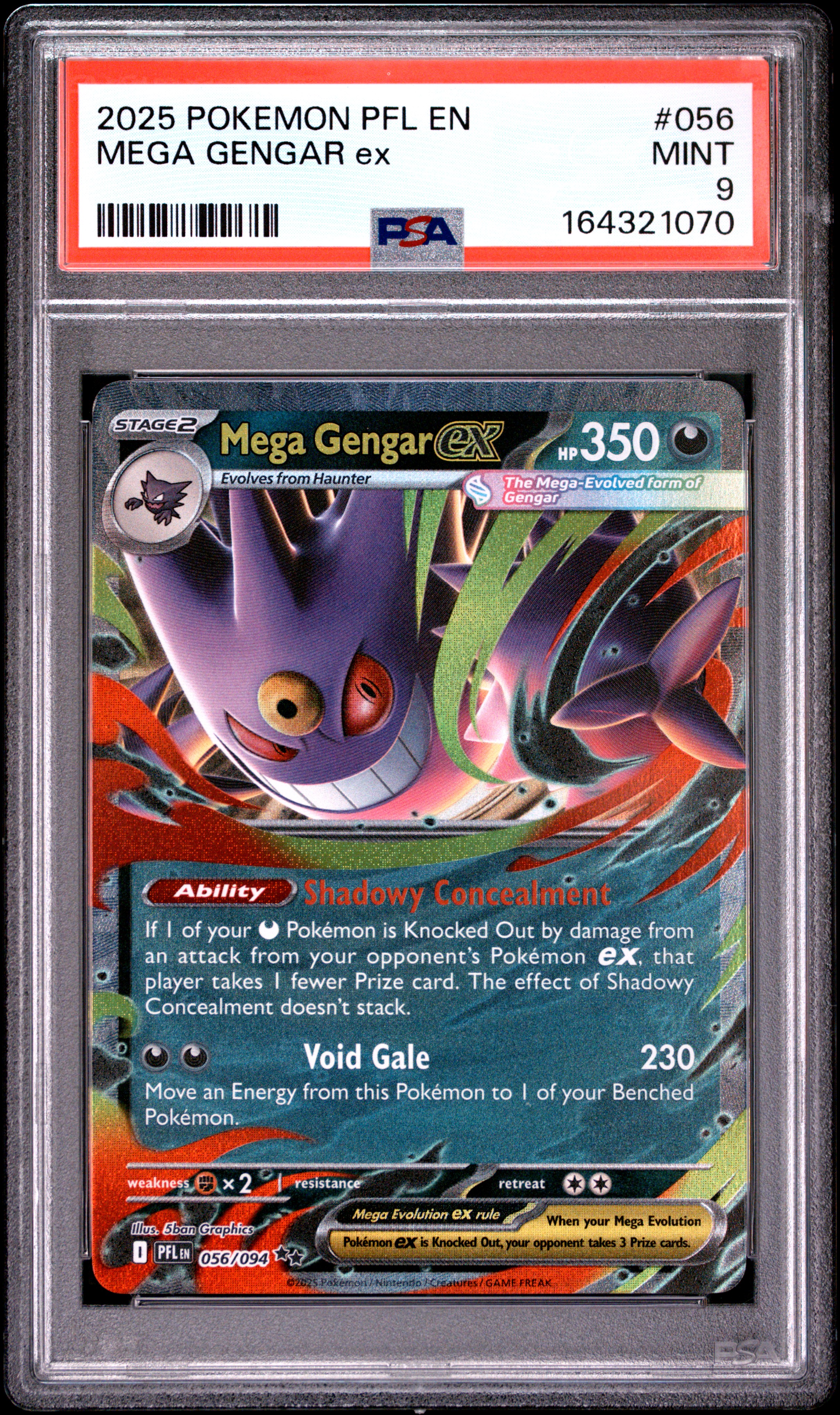 2025 #056 Mega Gengar Ex PSA 9 Pfl En-Phantasmal Flames