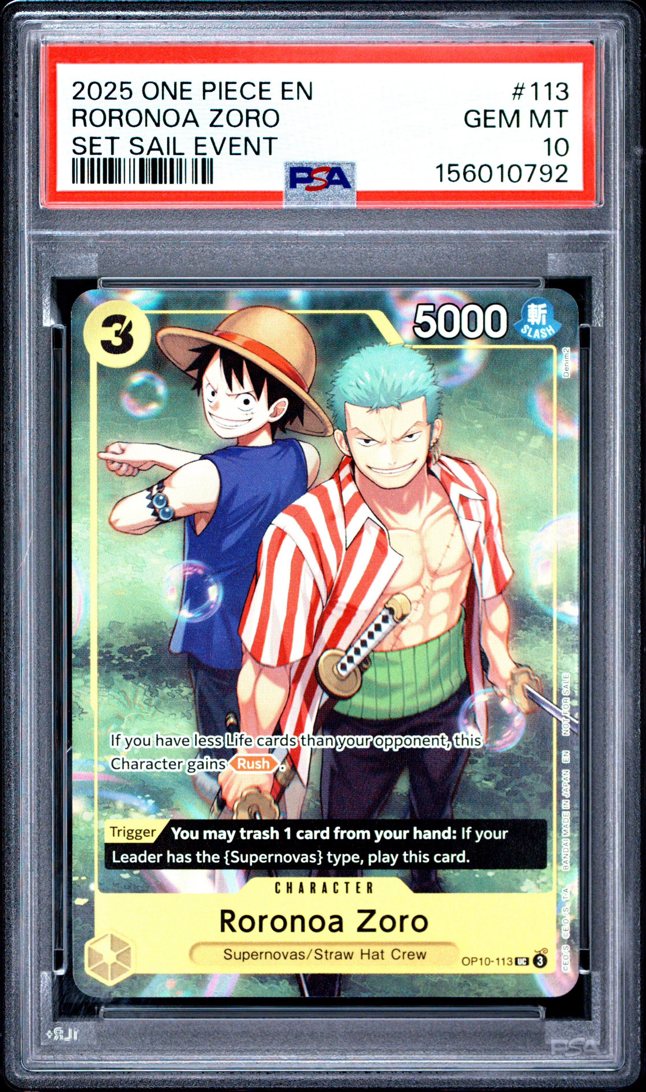 2025 #113 Roronoa Zoro PSA 10 One Piece Promos