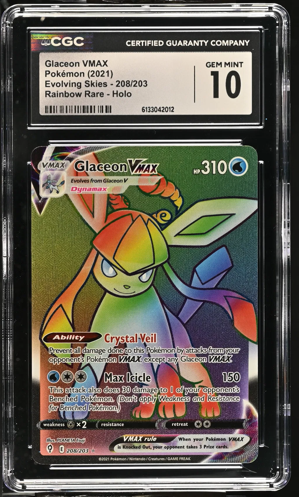 2021 #208 Glaceon Vmax CGC 10 Evolving Skies - English