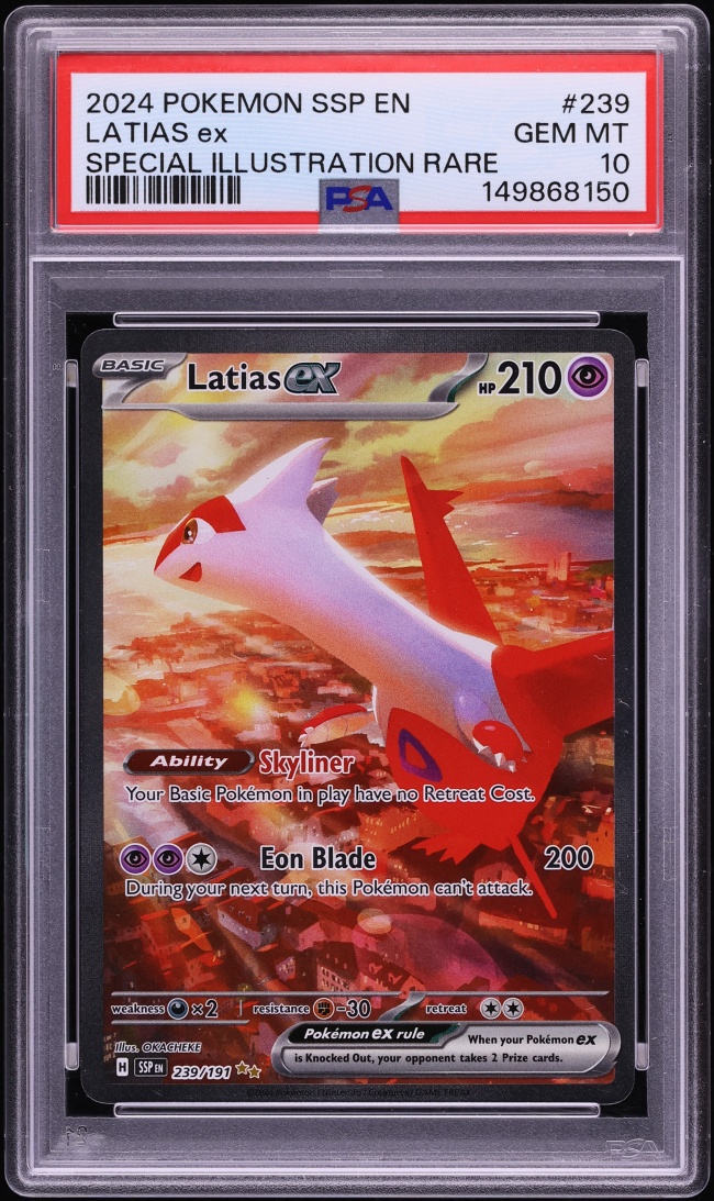 2024 #239 Latias Ex PSA 10 Pokemon Scarlet & Violet Surging Sparks Sir