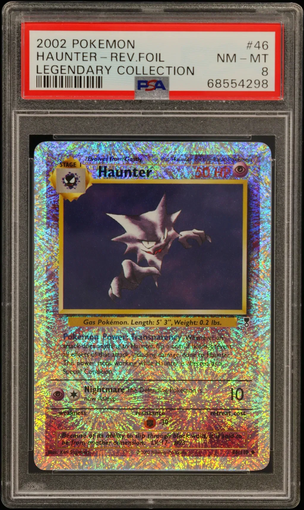 2002 #46 Haunter-Reverse Foil PSA 8 Legendary Collection