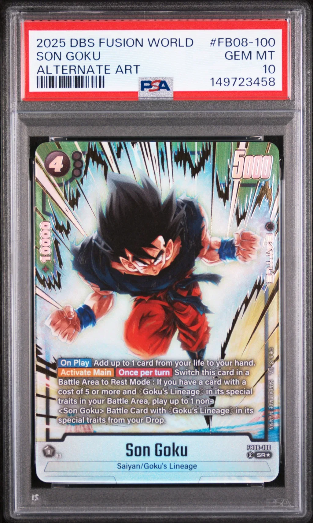 2025 #Fb08-100 Son Goku PSA 10 Dragon Ball Super Card Game Fusion World Saiyan'S Pride