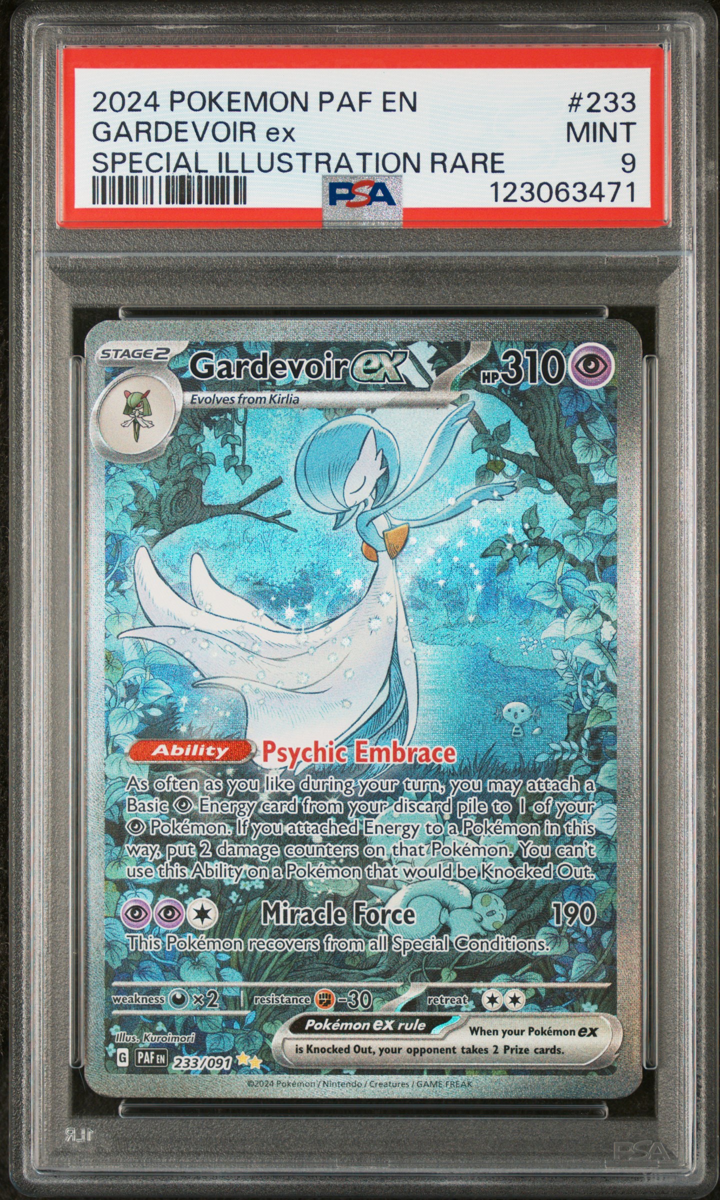 2024 #233 Gardevoir Ex PSA 9 Paf En-Paldean Fates