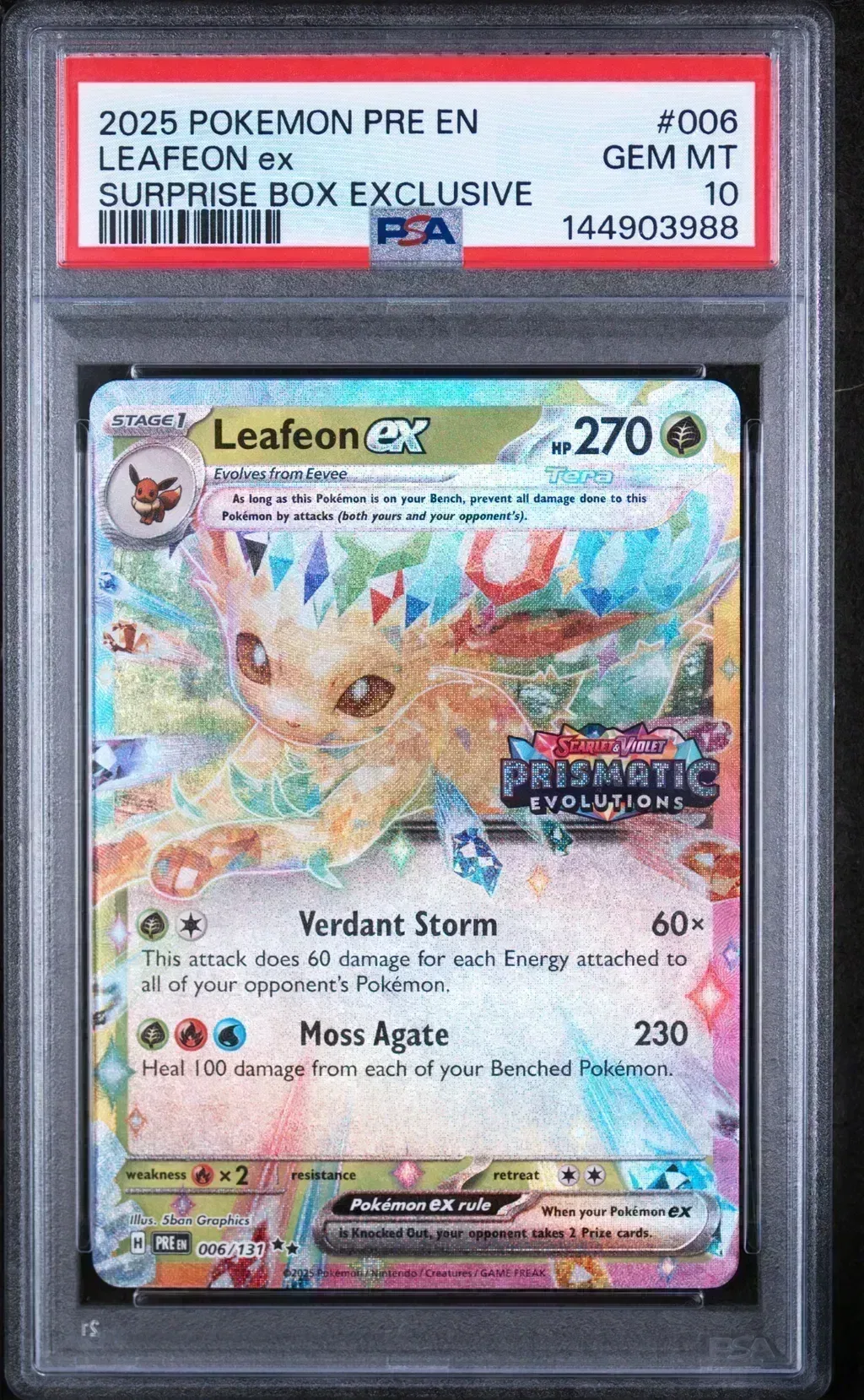 2025 #006 Leafeon Ex PSA 10 Pre En-Prismatic Evolutions