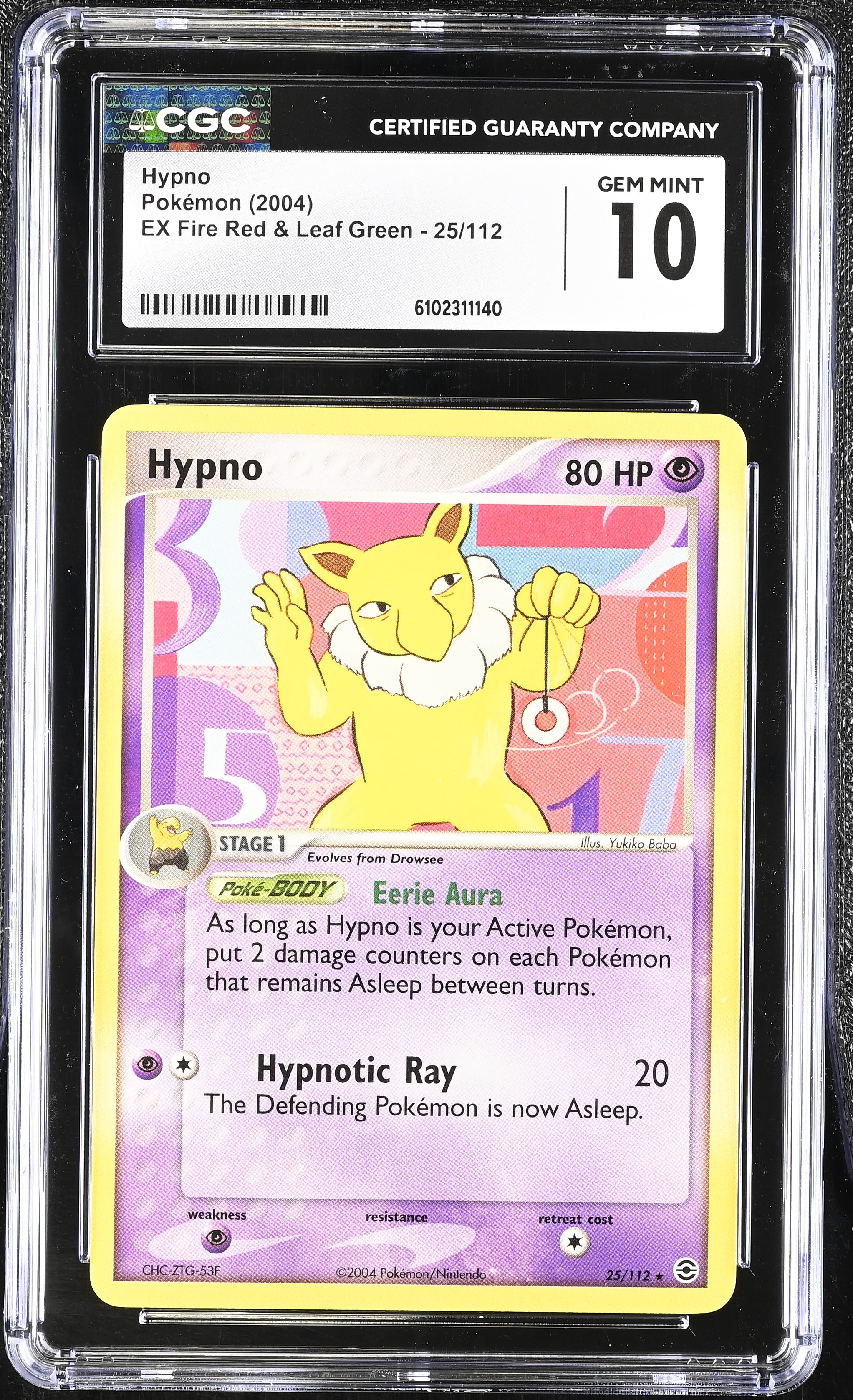 2004 #25 Hypno CGC 10 EX Fire Red & Leaf Green - English