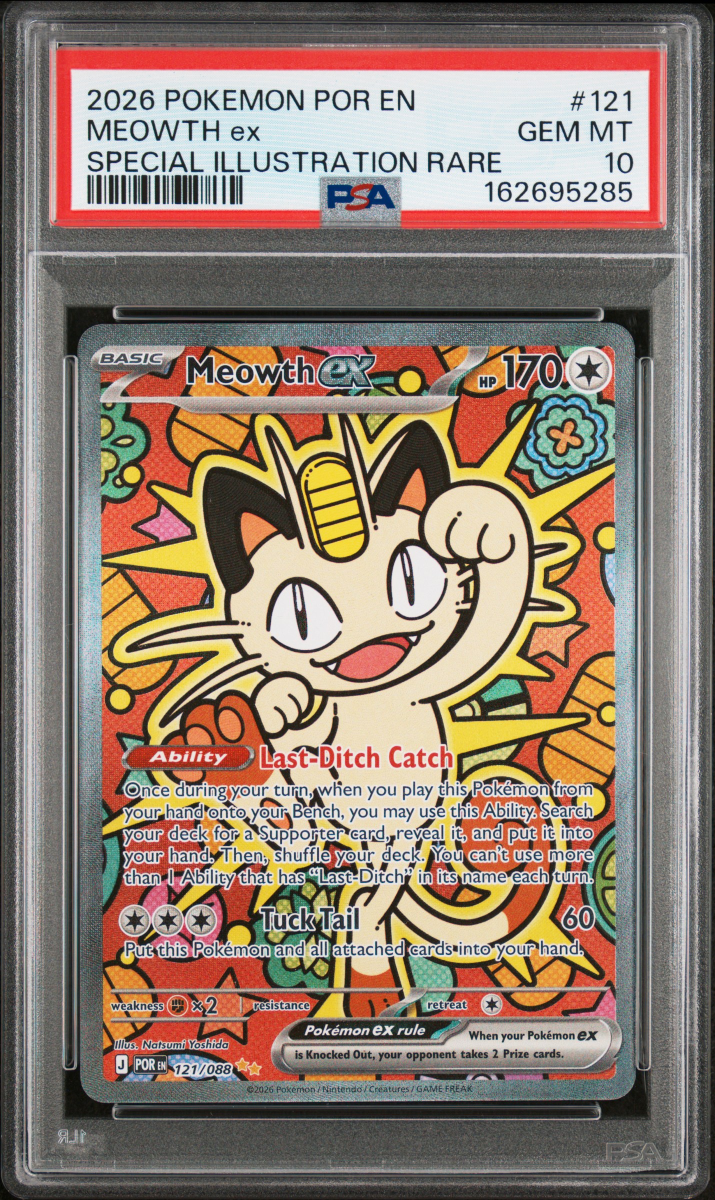 2026 #121 Meowth Ex PSA 10 Por En-Perfect Order