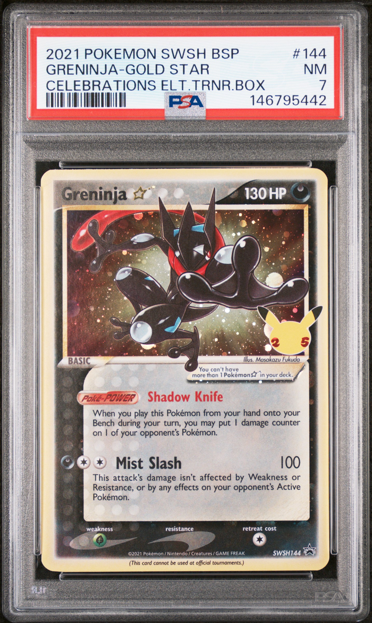 2021 #144 Greninja-Gold Star PSA 7 Swsh Black Star Promo