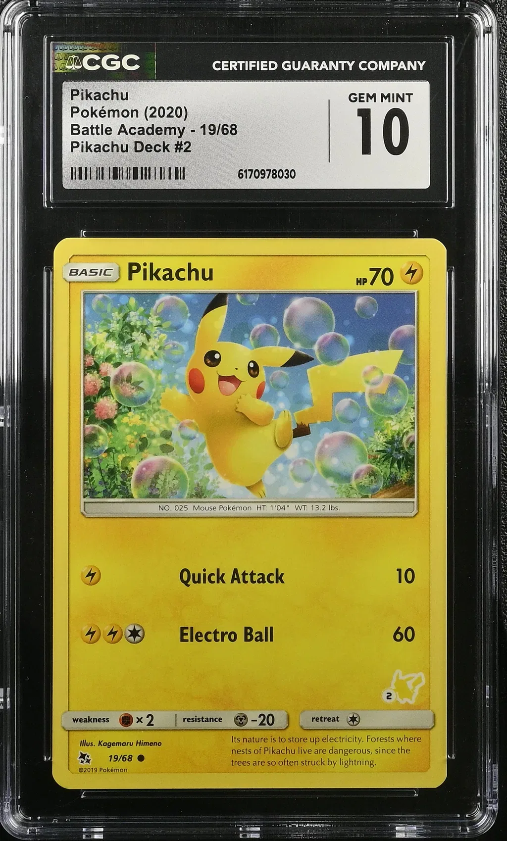 2020 #19 Pikachu CGC 10 Battle Academy - English