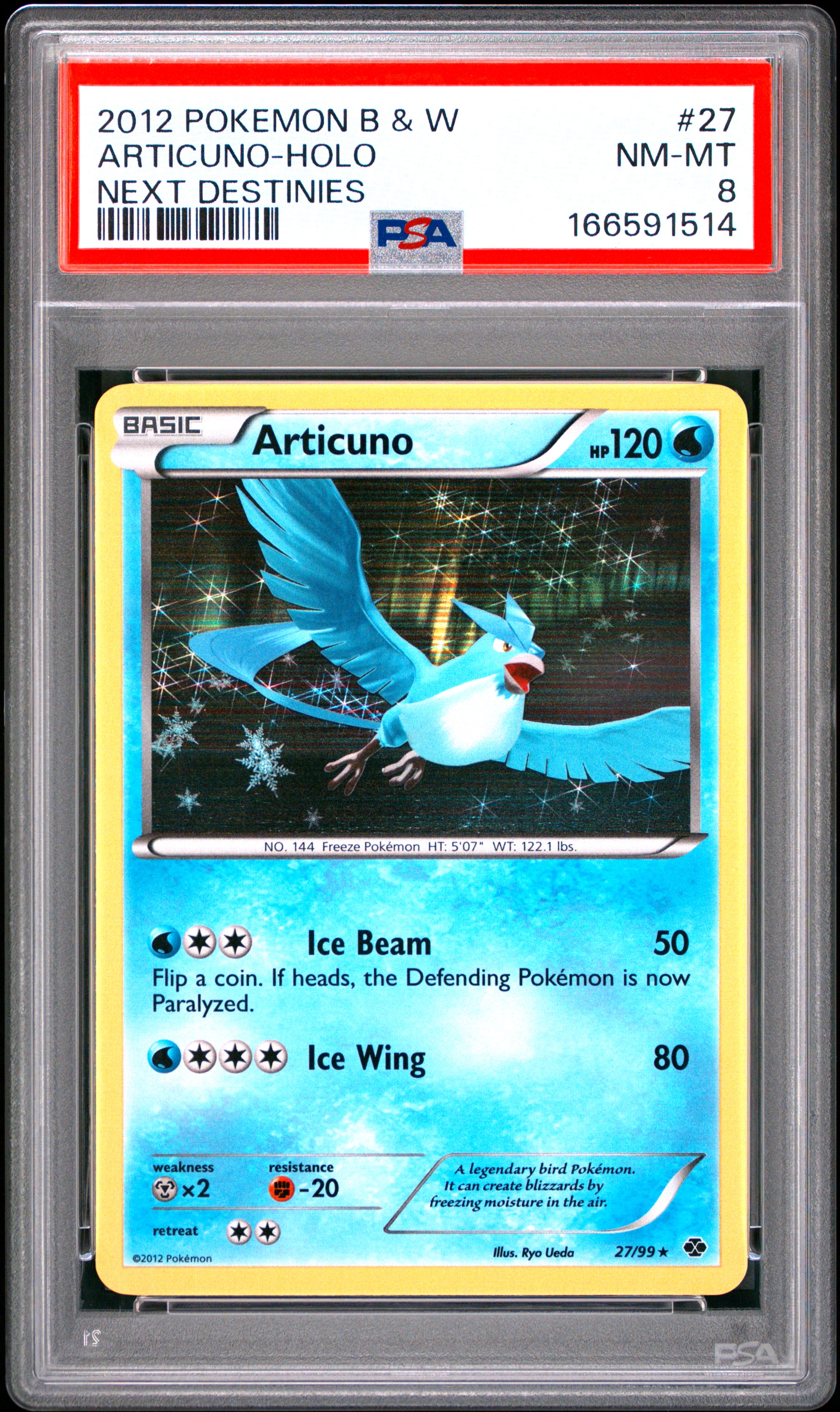 2012 #27 Articuno-Holo PSA 8 Black & White Next Destinies
