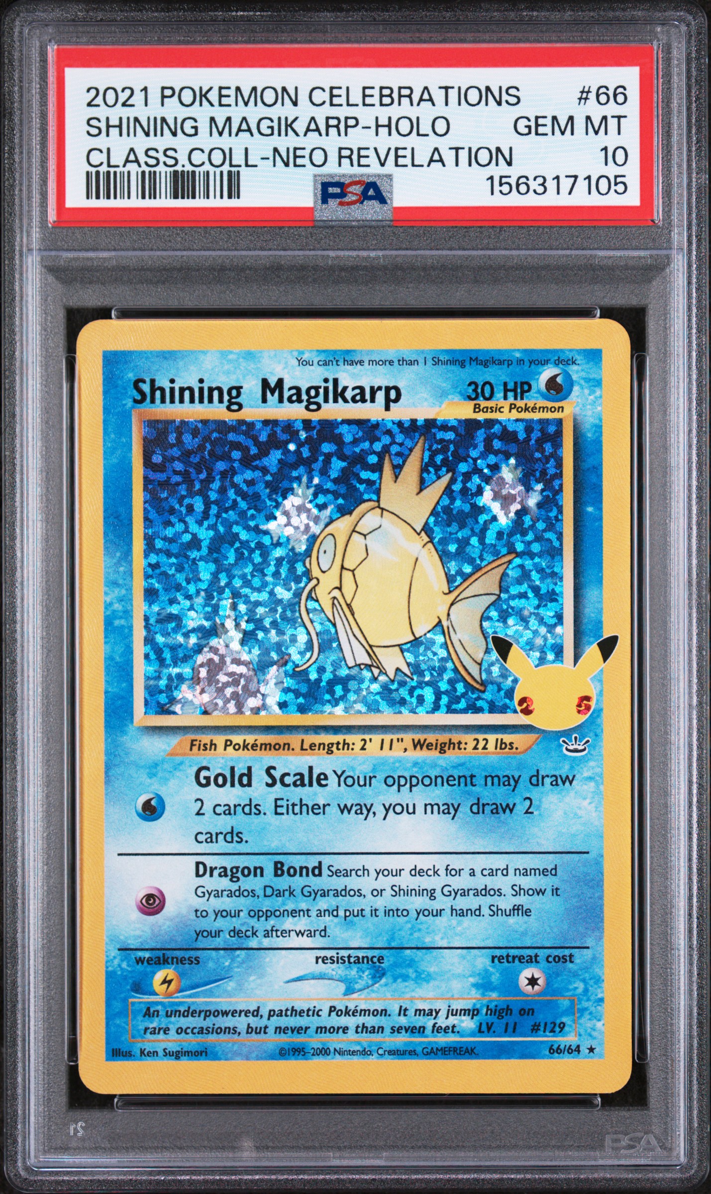 2021 #66 Shining Magikarp-Holo PSA 10 Celebrations Classic Collection