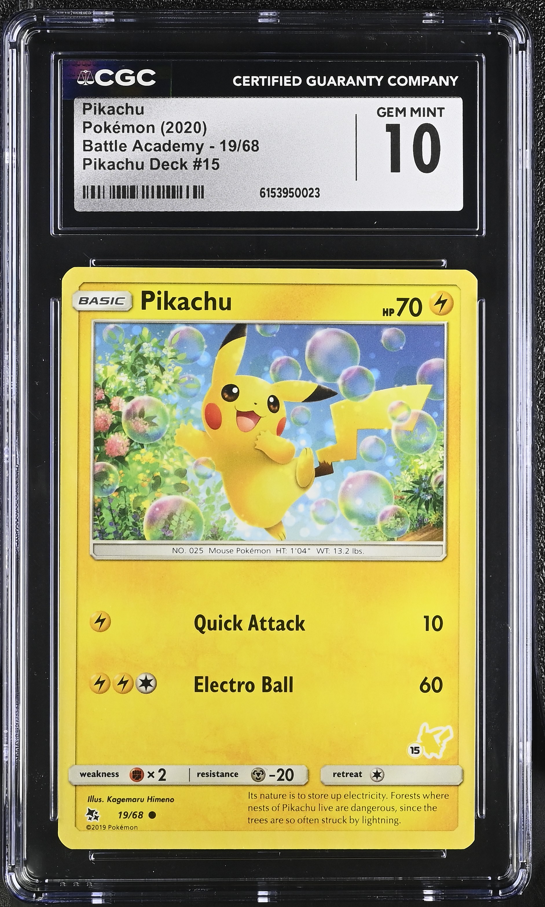 2020 #19 Pikachu CGC 10 Battle Academy - English