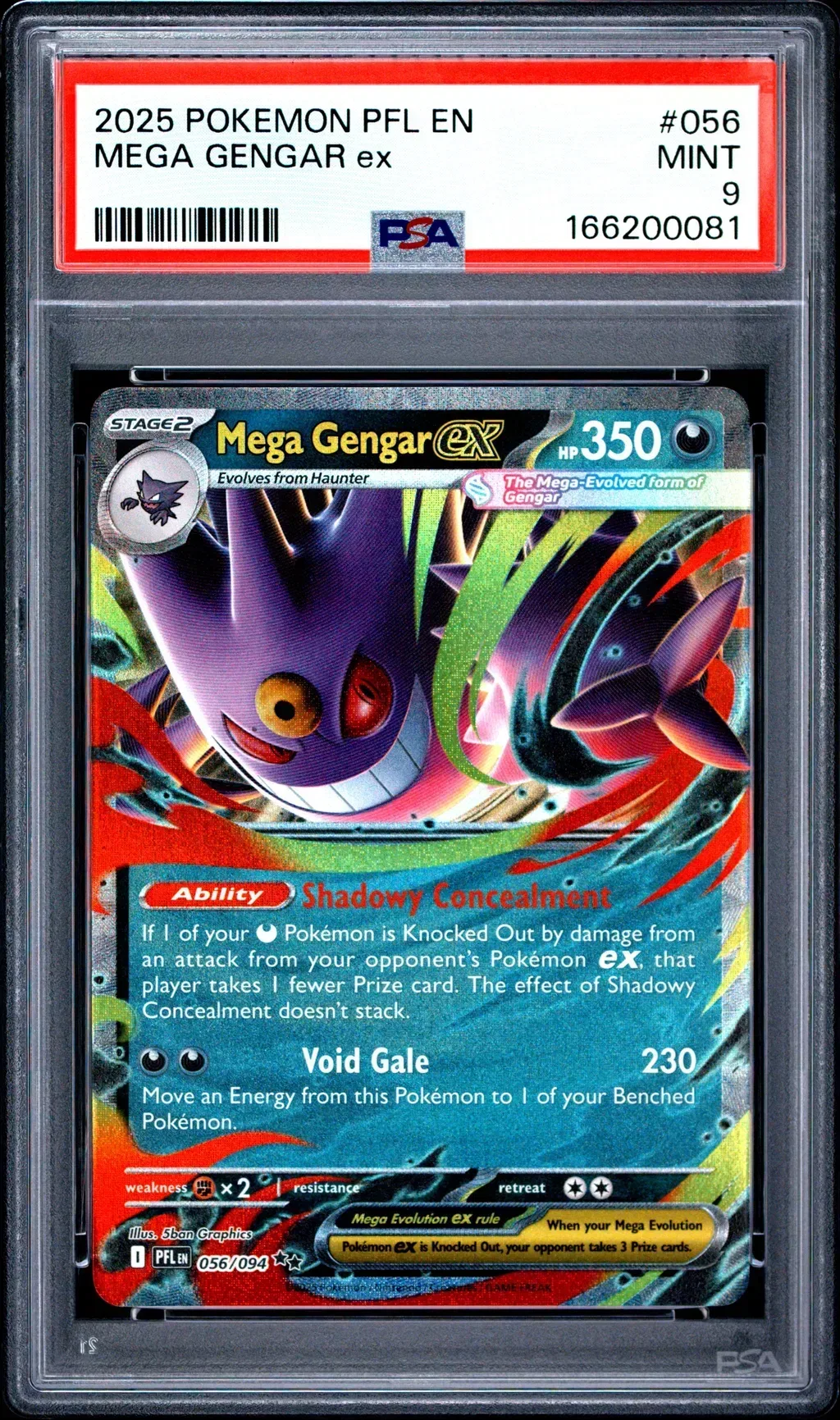 2025 #056 Mega Gengar Ex PSA 9 Pfl En-Phantasmal Flames