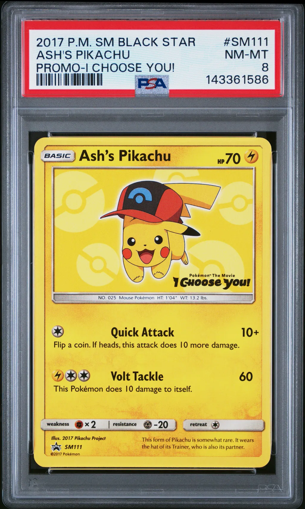 Ash's Pikachu card artwork