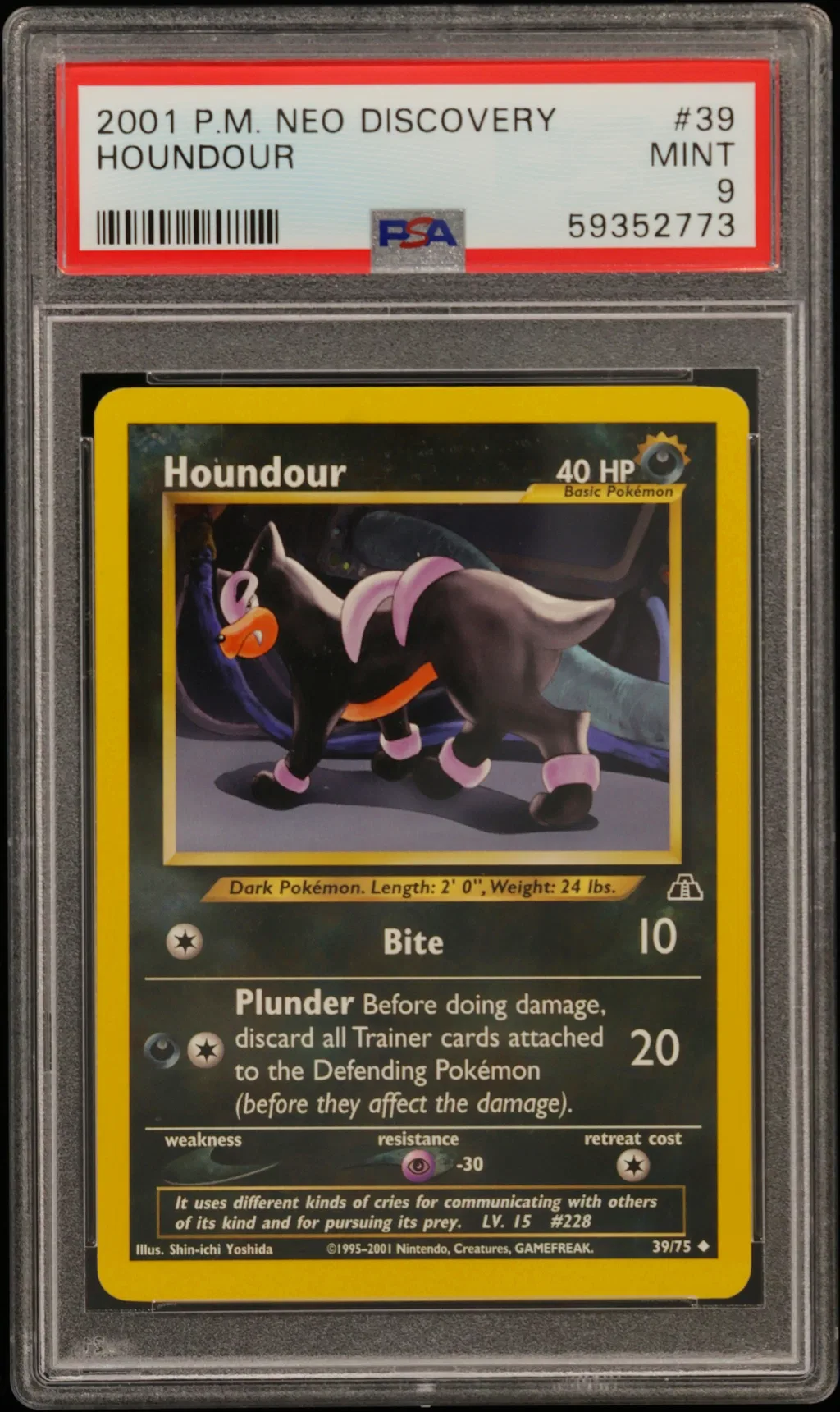 2001 #39 Houndour PSA 9 Neo Discovery