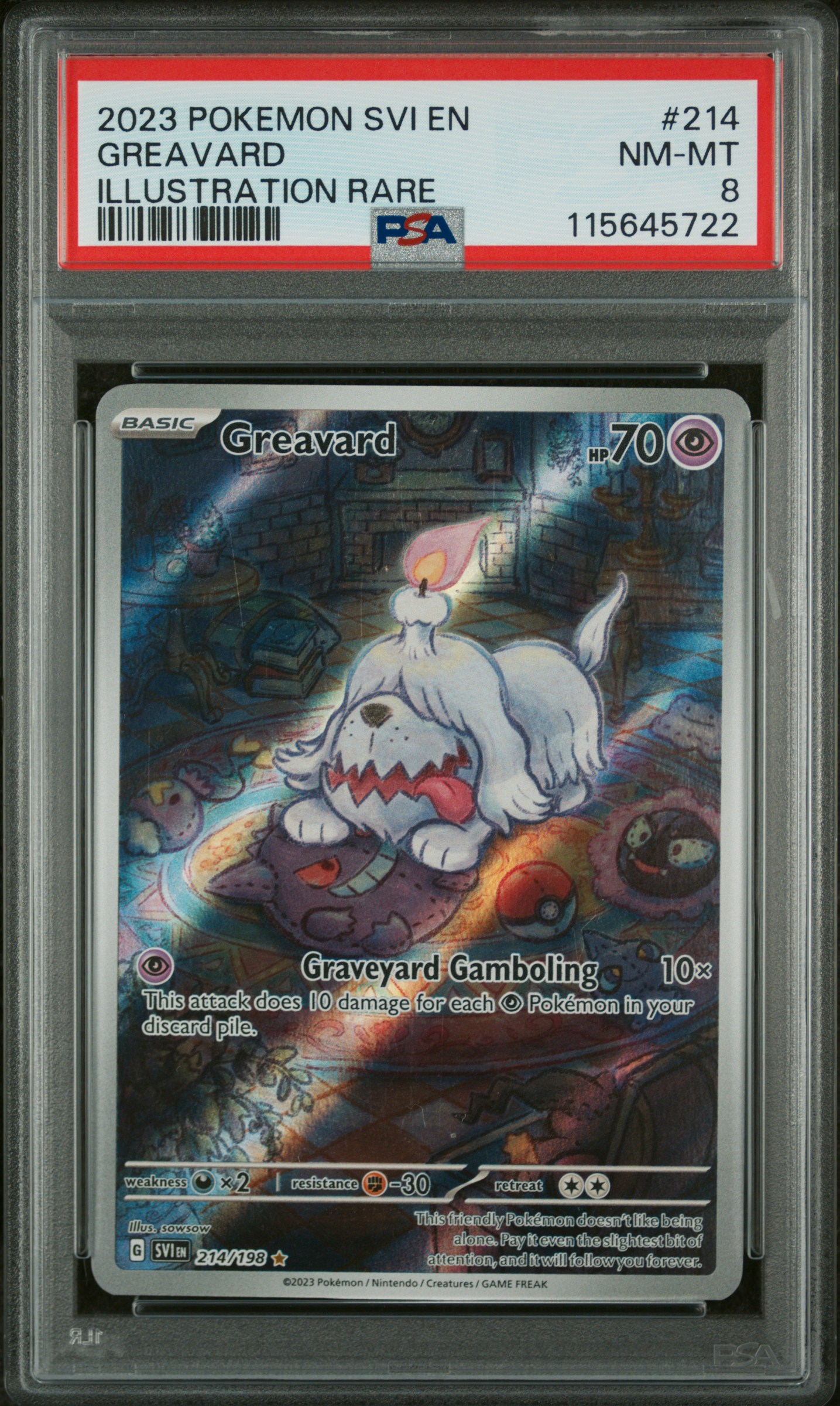 2023 #214 Greavard PSA 8 Svi En-Scarlet & Violet
