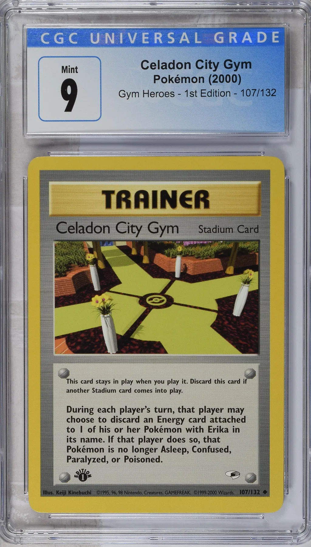 2000 #107 Celadon City Gym CGC 9 Gym Heroes - 1st Edition - English