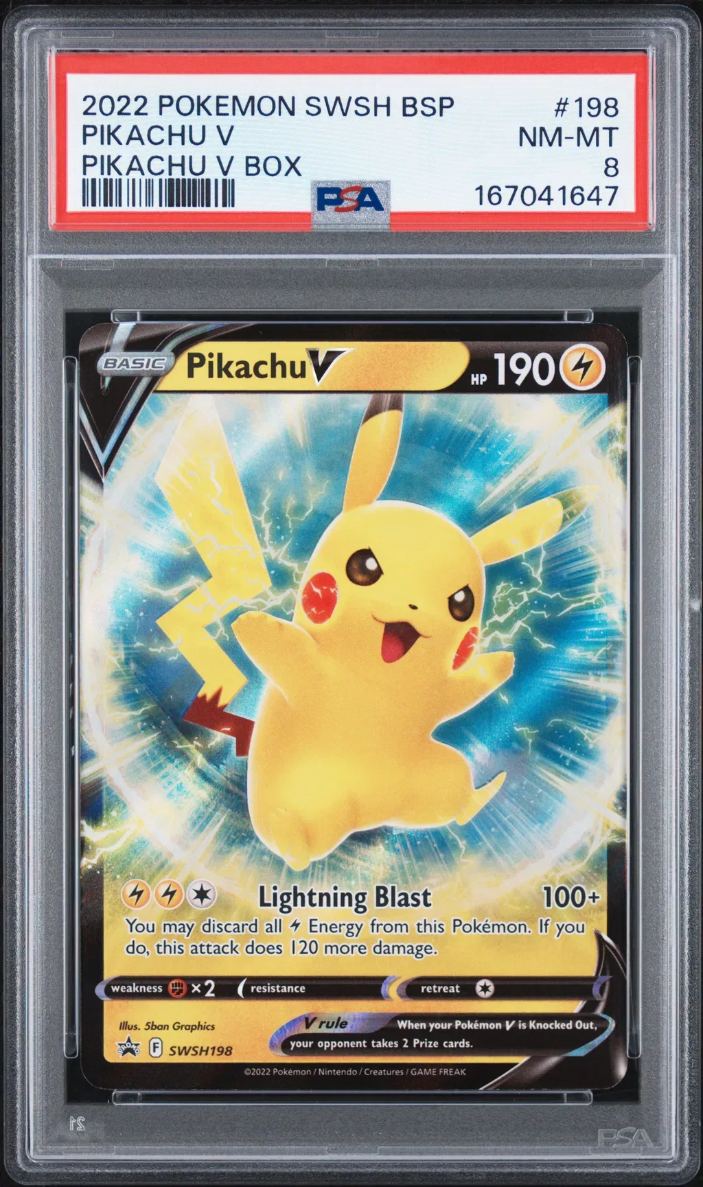 2022 #198 Pikachu V PSA 8 Swsh Black Star Promo
