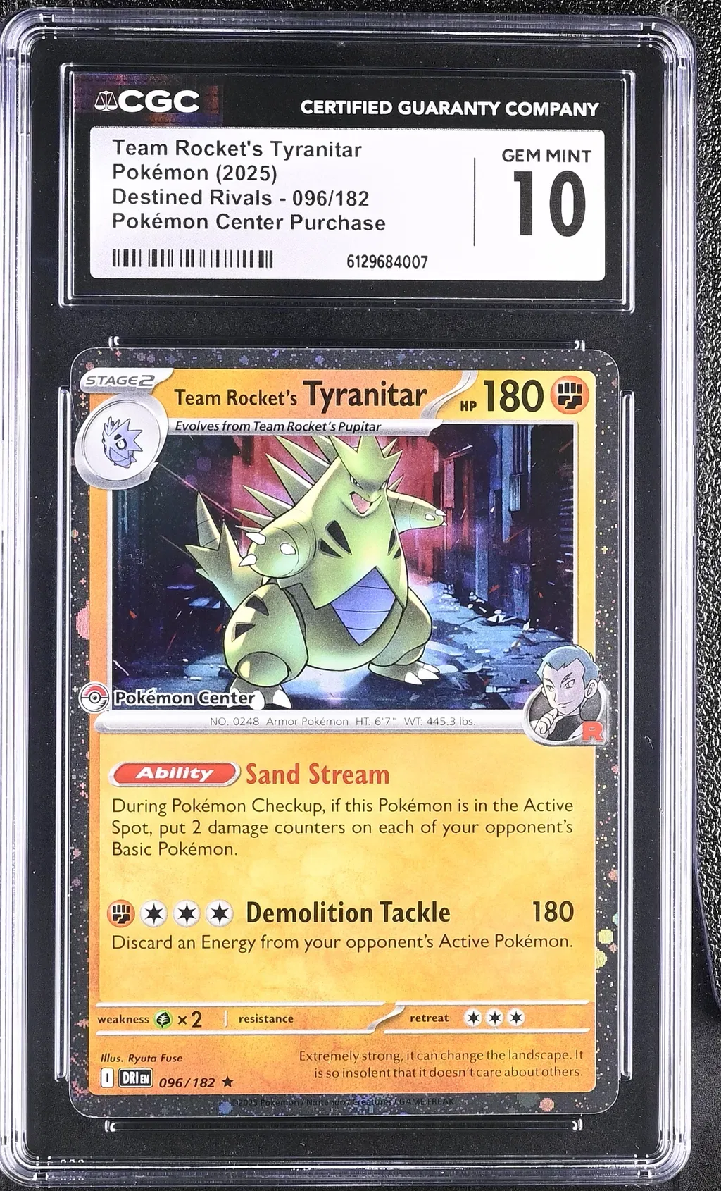 2025 #096 Team Rocket'S Tyranitar CGC 10 Destined Rivals - Dri En - English