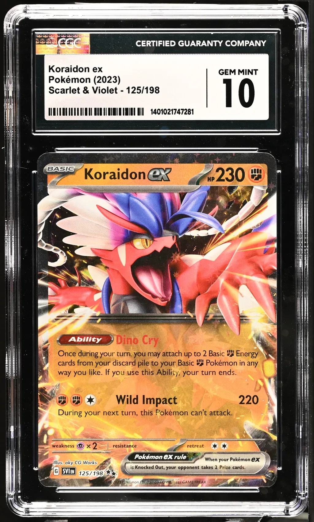 2023 #125 Koraidon Ex CGC 10 Scarlet & Violet - Sv1en - English