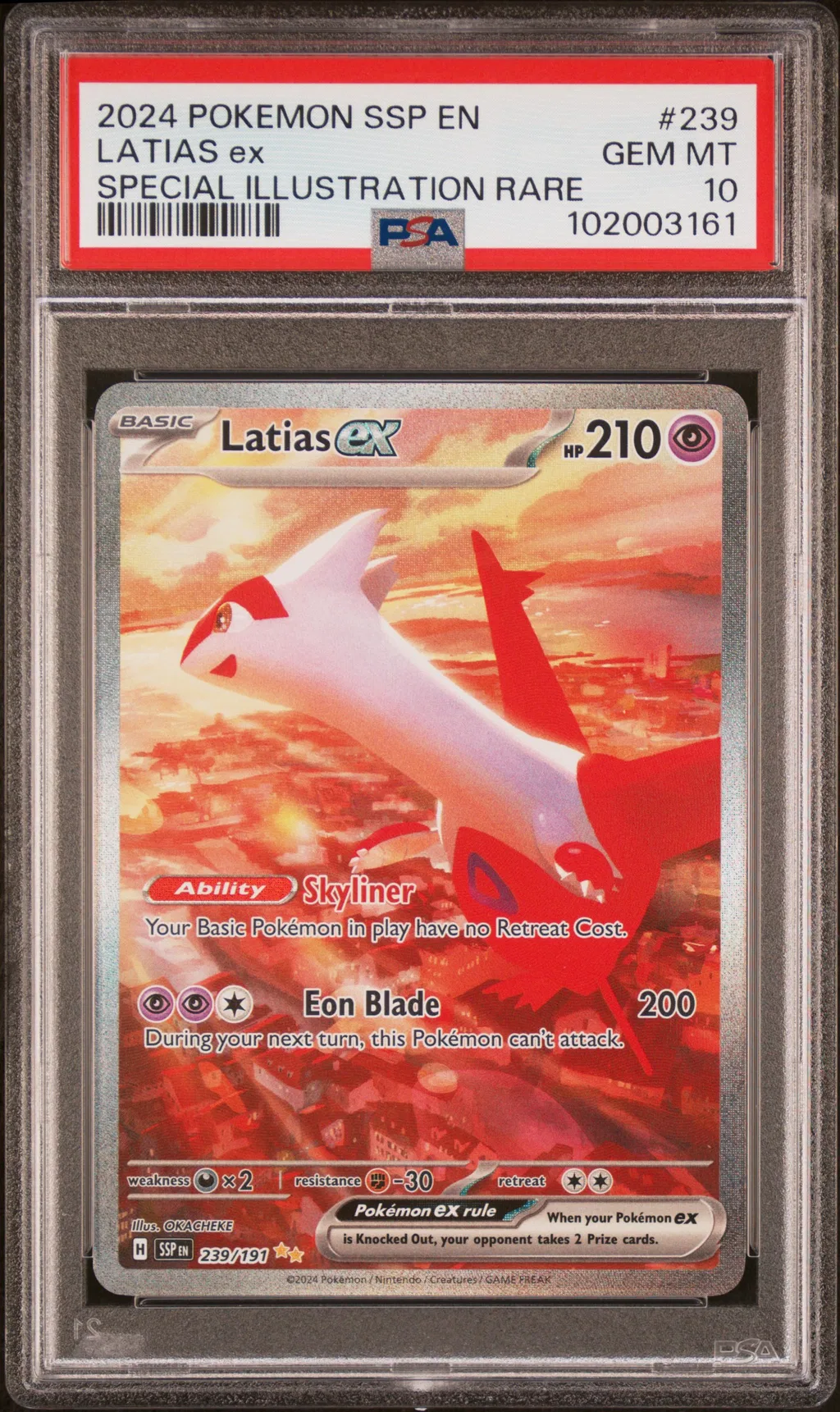 2024 #239 Latias Ex PSA 10 Ssp En-Surging Sparks