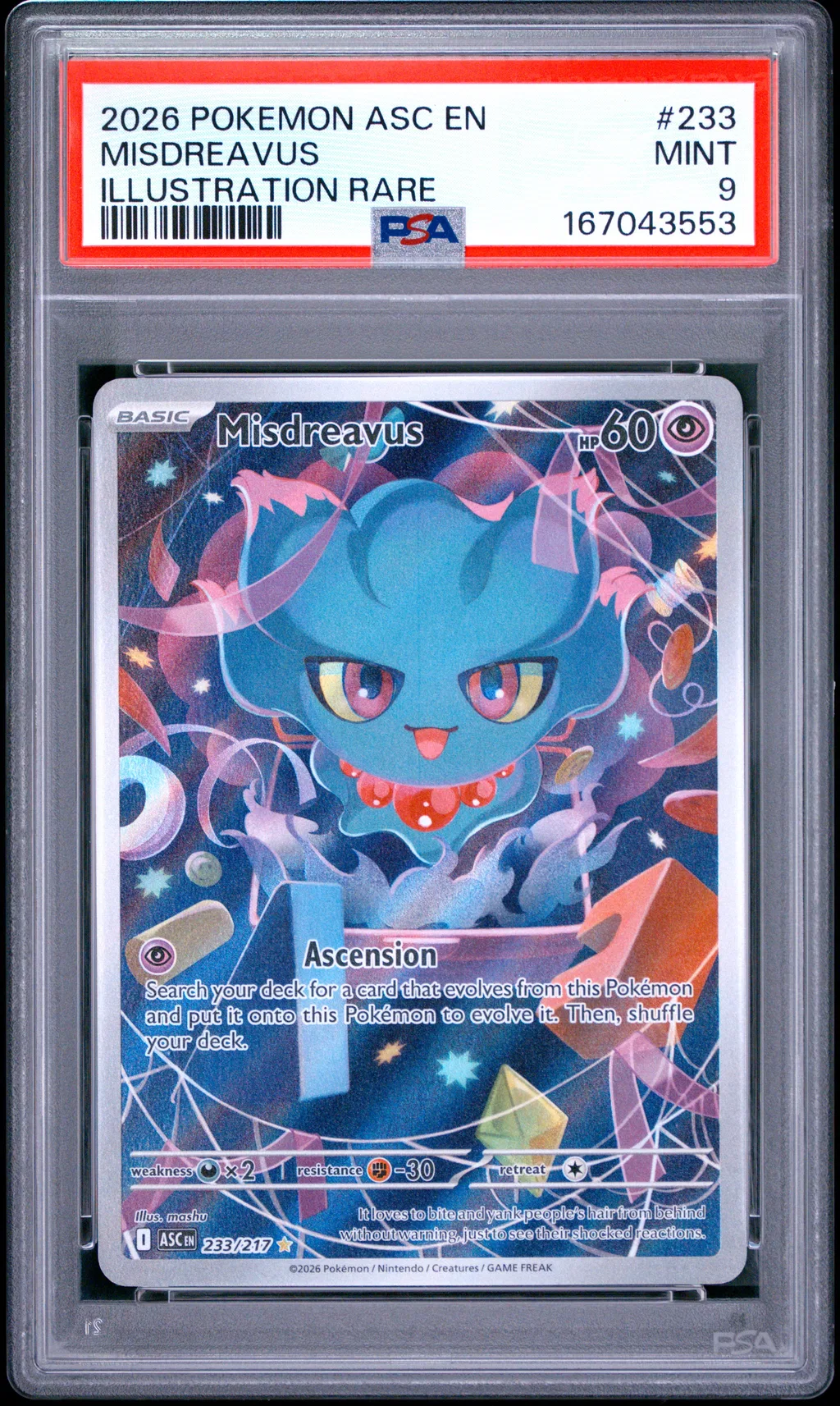 2026 #233 Misdreavus PSA 9 Asc En-Ascended Heroes