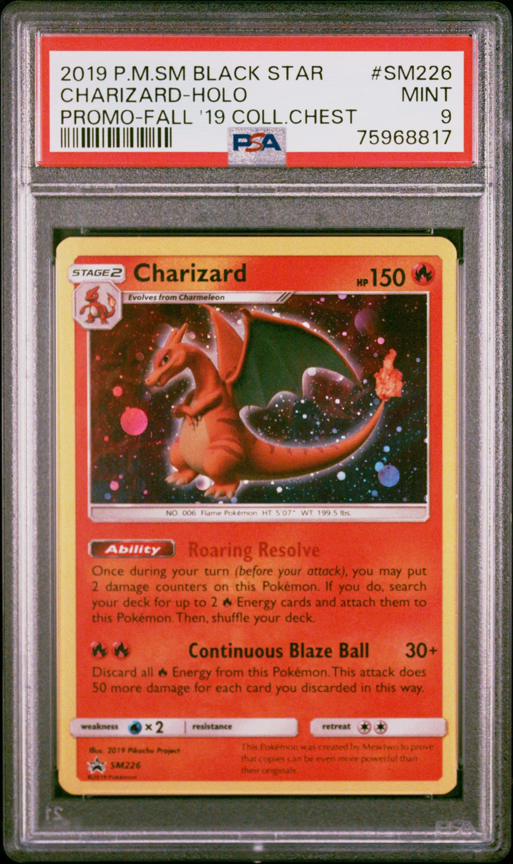 2019 #Sm226 Charizard-Holo PSA 9 Sm Black Star Promo