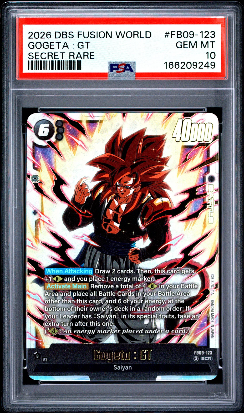 2026 #Fb09-123 Gogeta : Gt PSA 10 Dragon Ball Super Card Game Fusion World Dual Evolution