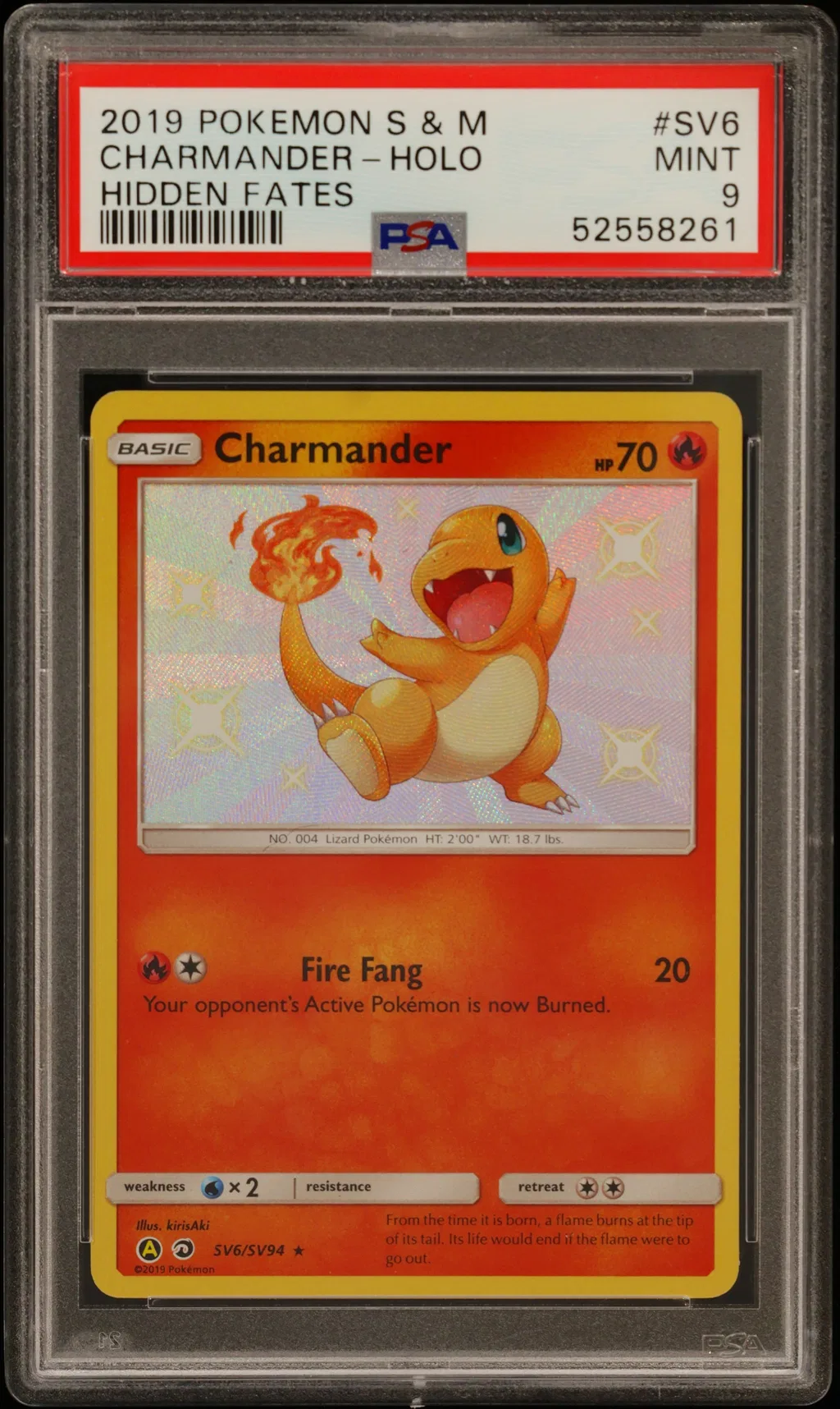 2019 #Sv6 Charmander-Holo PSA 9 Sun & Moon Hidden Fates