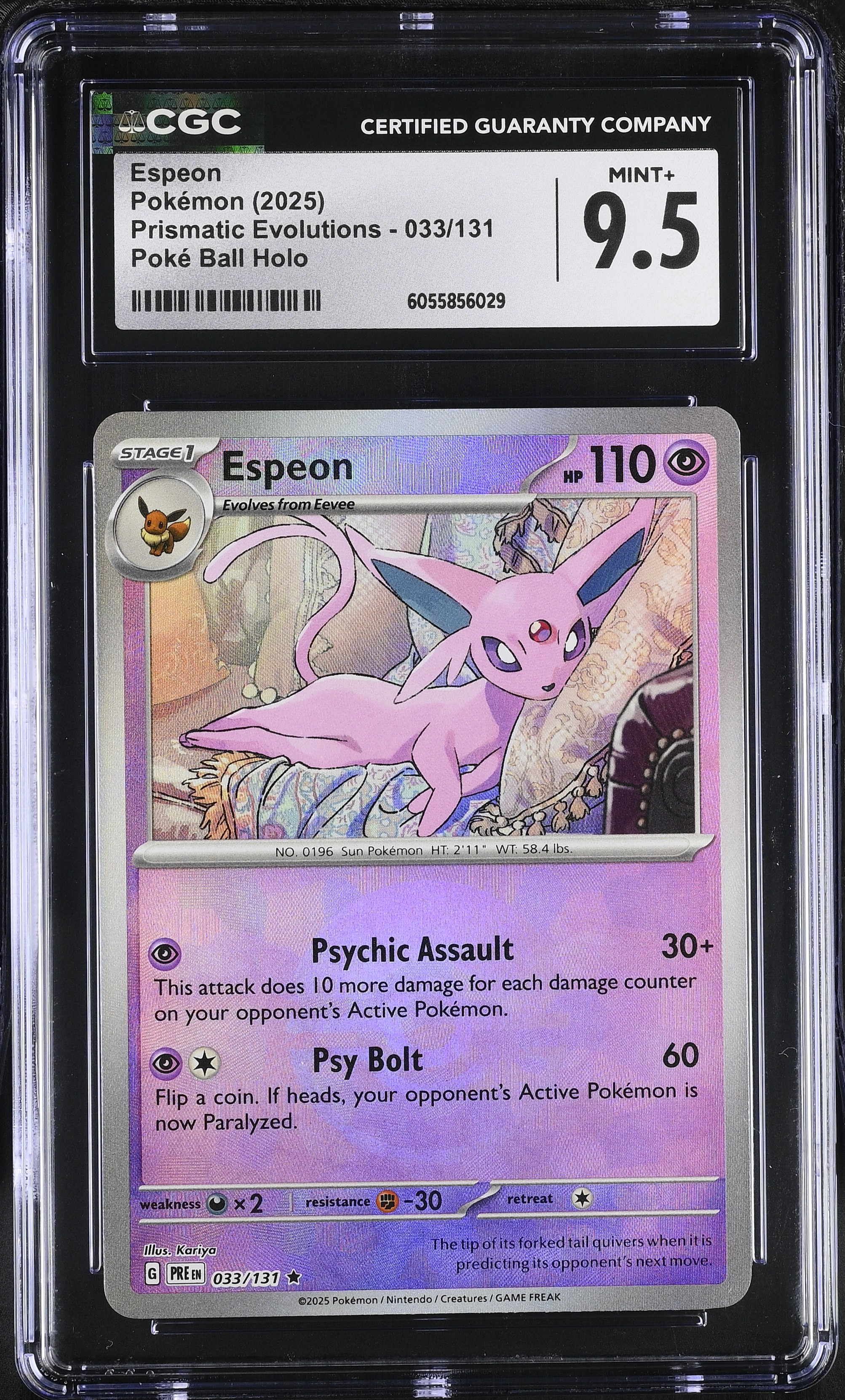 2025 #033 Espeon CGC 9.5 Prismatic Evolutions - Pre En - English