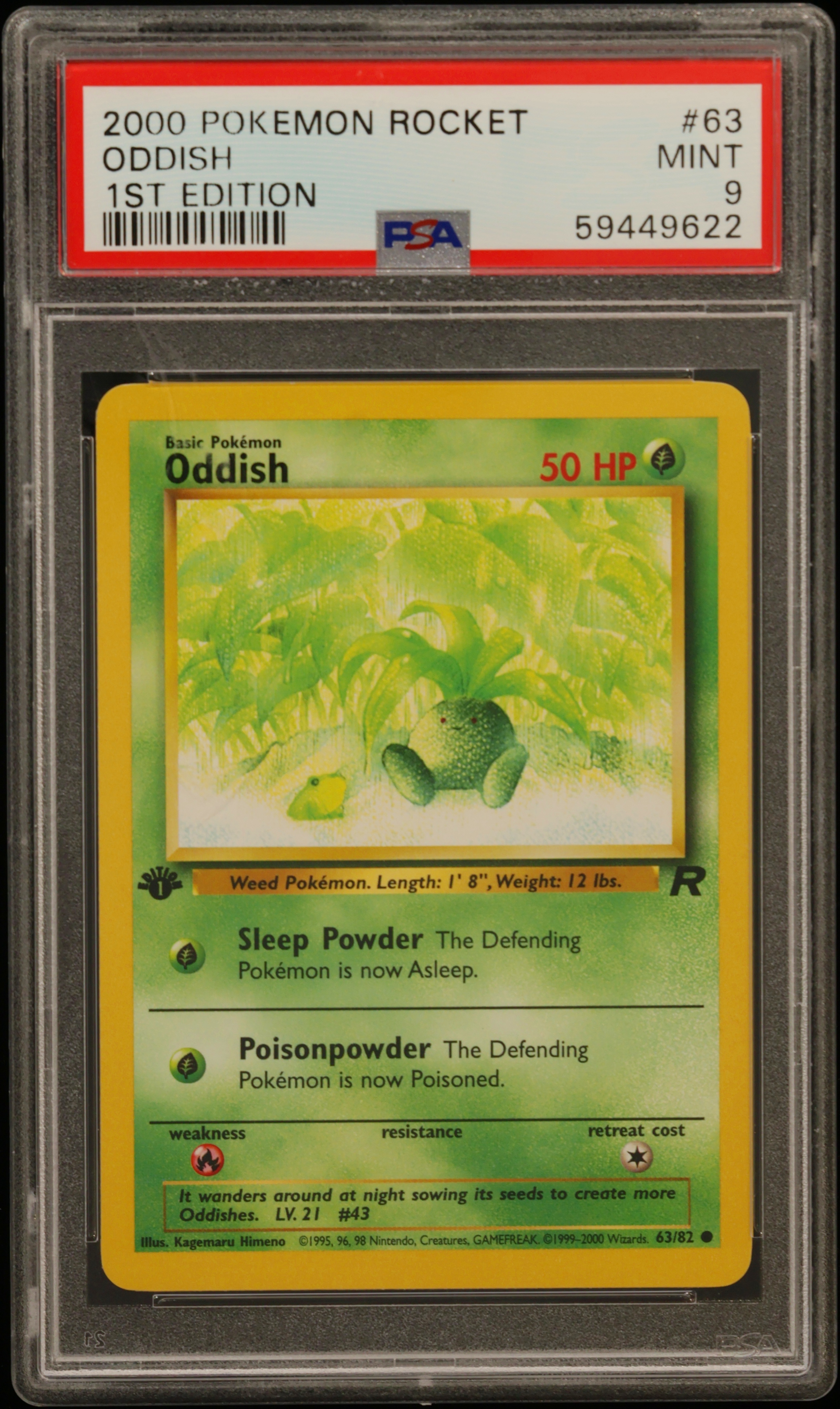 2000 #63 Oddish 1st Edition PSA 9 Rocket