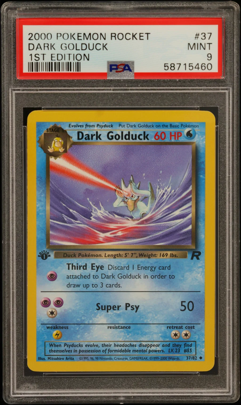 2000 #37 Dark Golduck 1st Edition PSA 9 Rocket