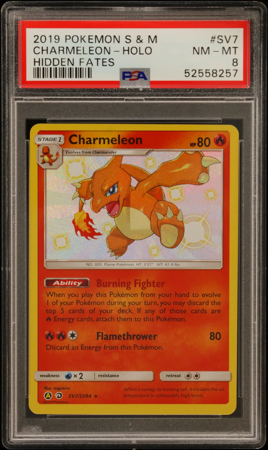 2019 #Sv7 Charmeleon-Holo PSA 8 Sun & Moon Hidden Fates