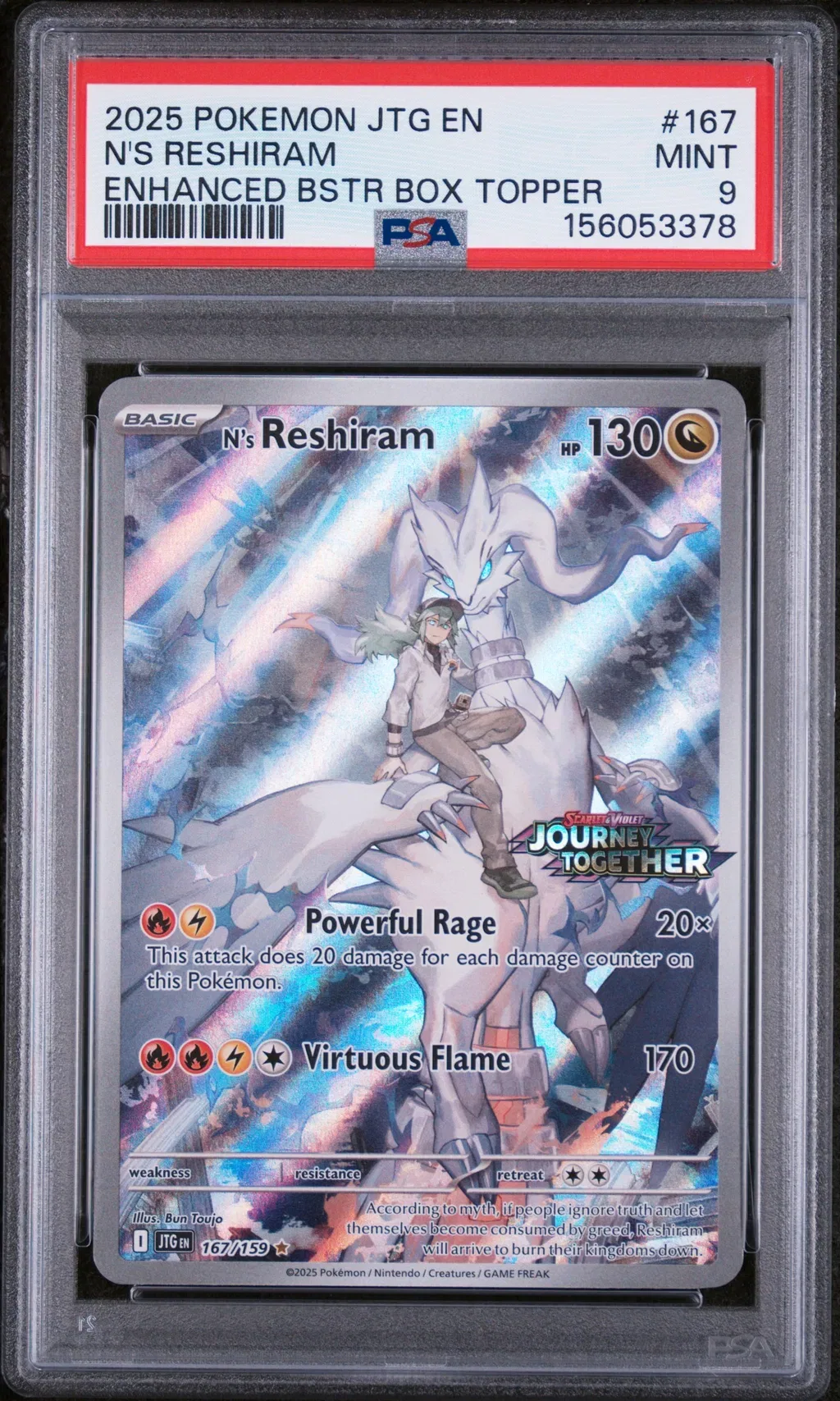 2025 #167 N'S Reshiram PSA 9 Jtg En-Journey Together