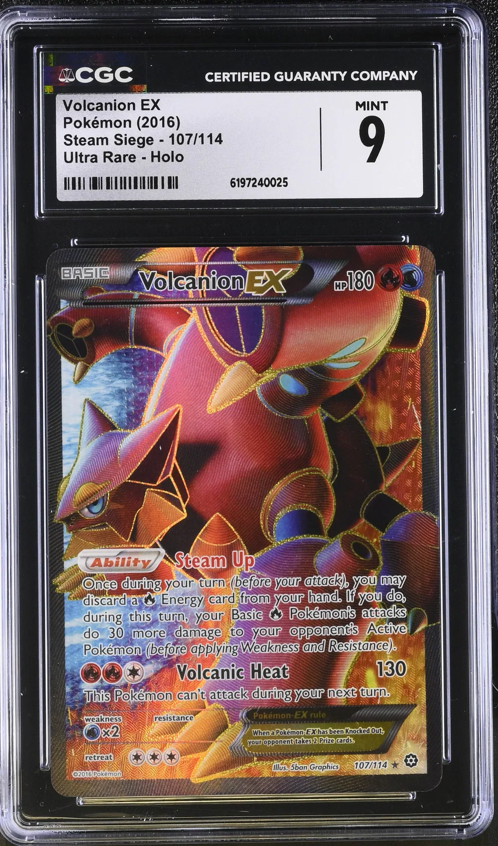 2016 #107 Volcanion Ex CGC 9 Steam Siege - English