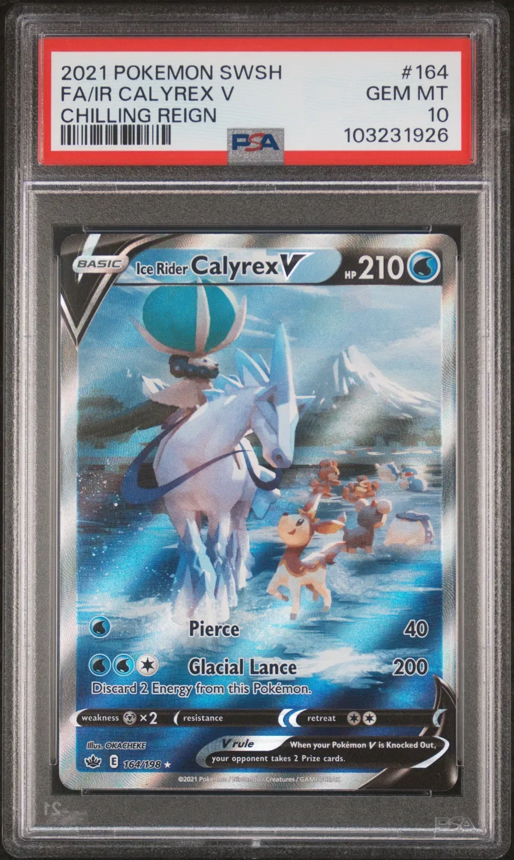 2021 #164 Full Art/Ice Rider Calyrex V PSA 10 Sword & Shield Chilling Reign