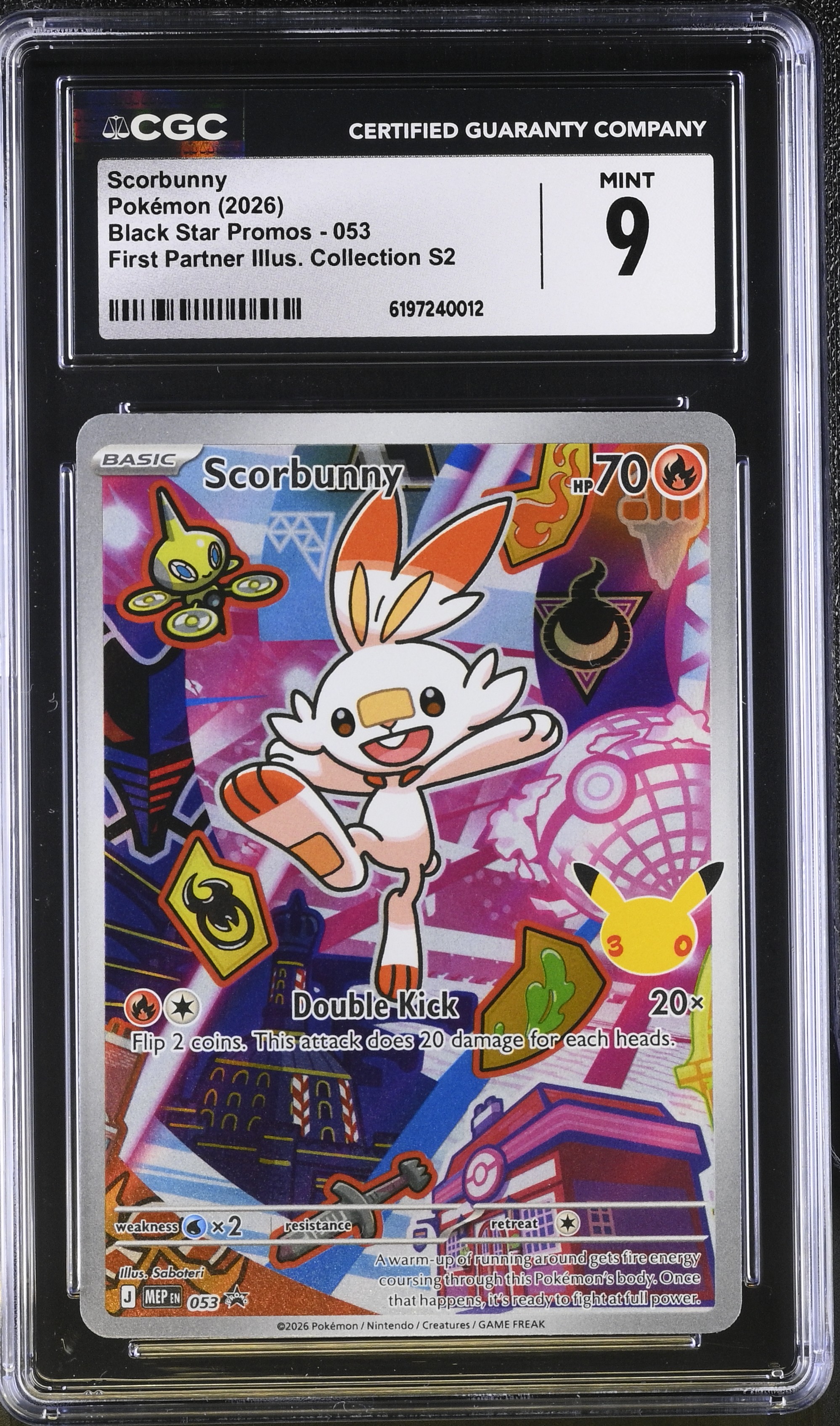 2026 #053 Scorbunny CGC 9 Black Star Promos - Mega Evolution Mep En - English