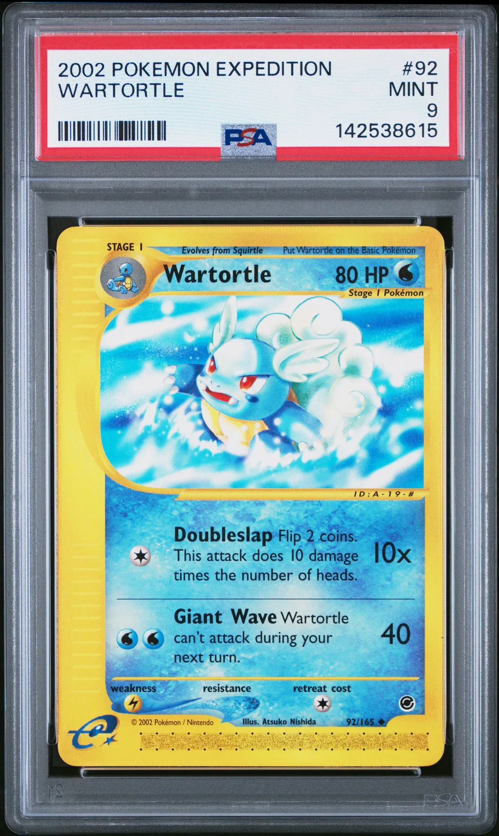 2002 #92 Wartortle PSA 9 Expedition