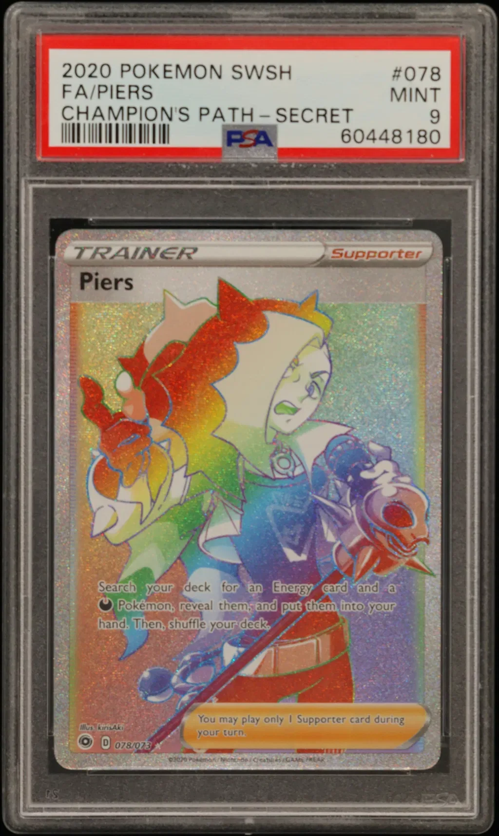 2020 #078 Full Art/Piers PSA 9 Sword & Shield Champion'S Path