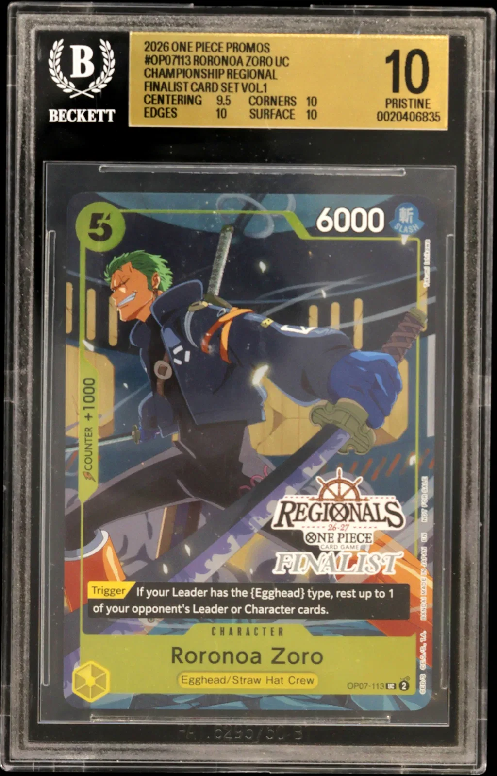 Roronoa Zoro UC/(Championship 26-27 Regional Finalist Card Set Vol.1) card artwork