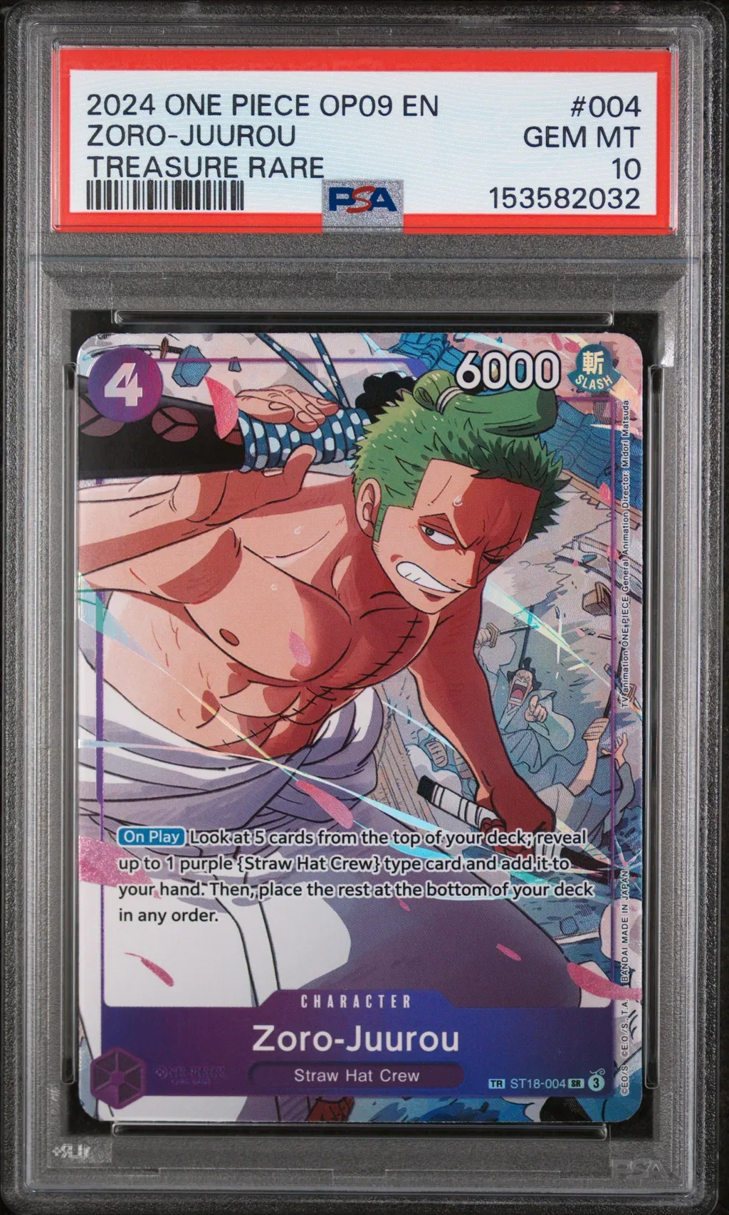 2024 #004 Zoro-Juurou PSA 10 One Piece Op09-Emperors In The New World