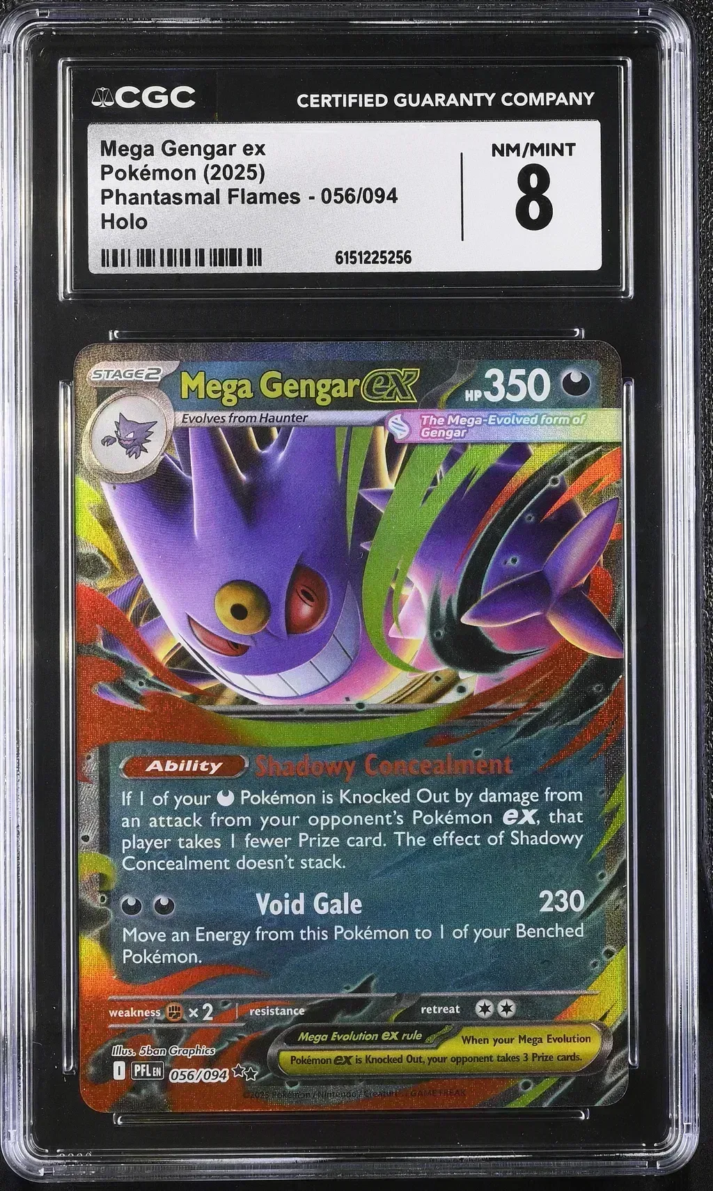2025 #056 Mega Gengar Ex CGC 8 Phantasmal Flames - Pfl En - English