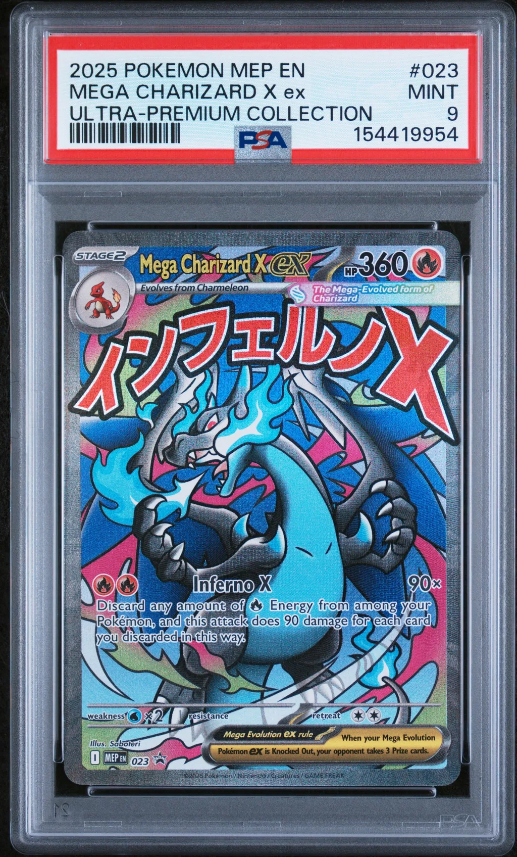 2025 #023 Mega Charizard X Ex PSA 9 Mep En-Me Black Star Promo