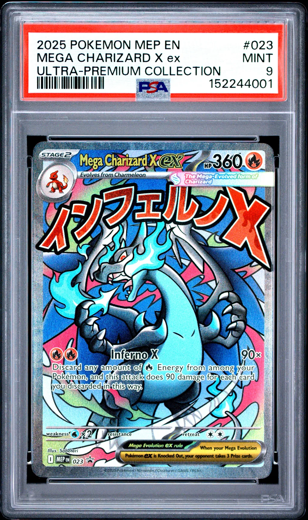 2025 #023 Mega Charizard X Ex PSA 9 Mep En-Me Black Star Promo