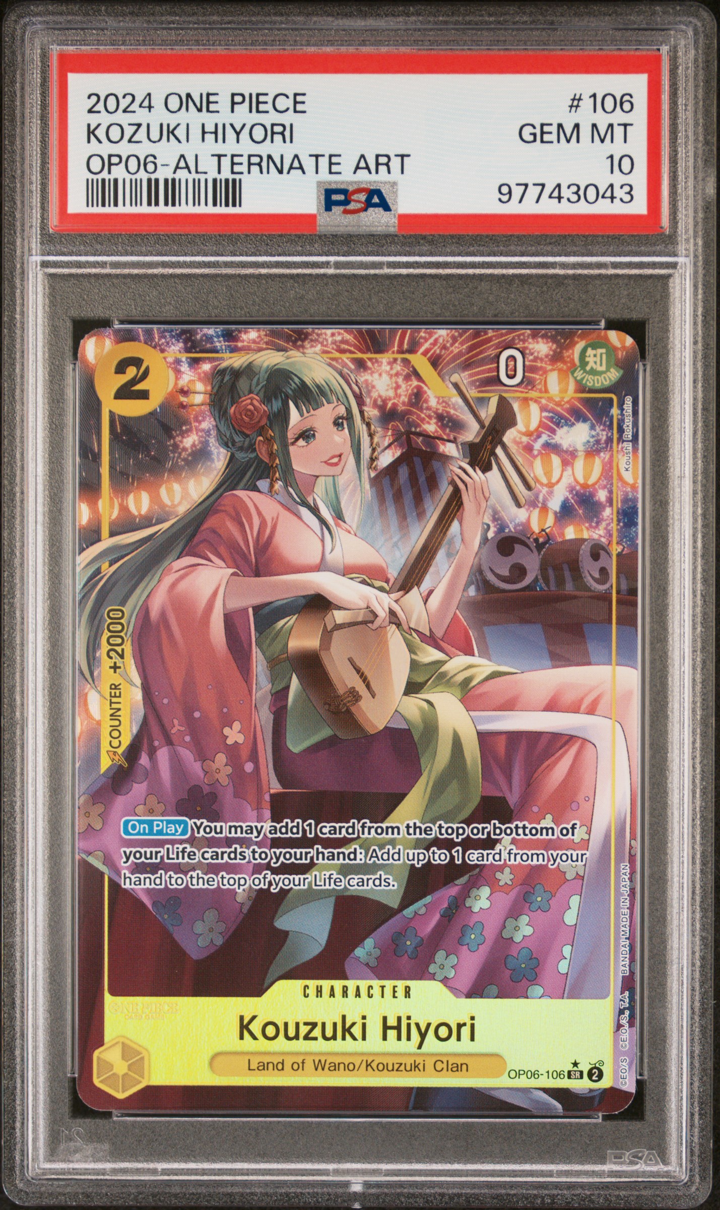 2024 #106 Kozuki Hiyori PSA 10 One Piece Op06-Wings Of The Captain