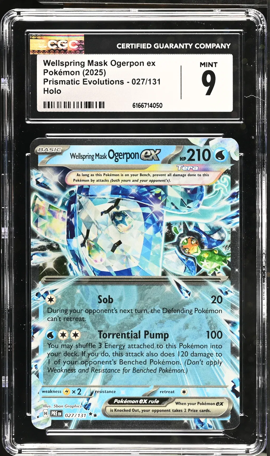 2025 #027 Wellspring Mask Ogerpon Ex CGC 9 Prismatic Evolutions - Pre En - English